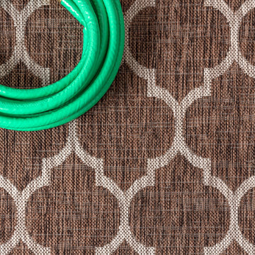 Trebol Moroccan Trellis Textured Weave Indoor/outdoor Runner Rug